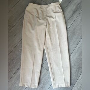 Harve Bernard cream pleated classic ankle length trousers nwt size 12